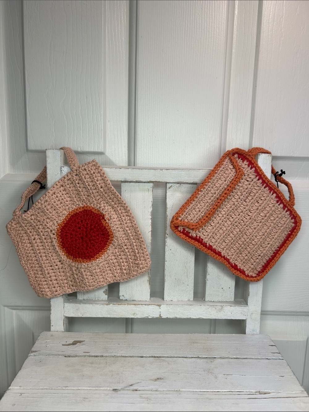 Creative Co-Op 6”Sq Cotton Crotchet Mug Shape Coaster Set of 2